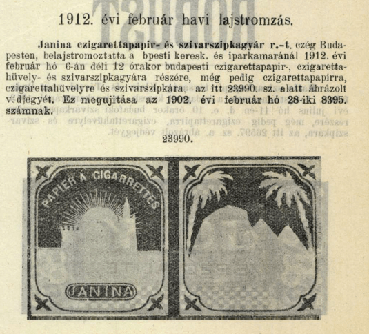 1912.02.06. Janina papír és hüvely 1912.02.06. Janina papír és hüvely