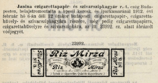 1912.02.06. Riz Mirza papír és hüvely 1912.02.06. Riz Mirza papír és hüvely