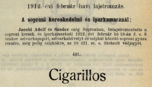 1912.02.18. Cigarillos szipka 1912.02.18. Cigarillos szipka