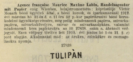 1912.03.31. Tulipán papír és hüvely 1912.03.31. Tulipán papír és hüvely