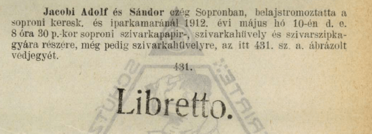 1912.05.10. Libretto cigarettahüvely 1912.05.10. Libretto cigarettahüvely