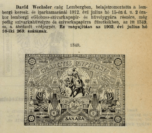 1912.07.15. Sahara cigarettahüvely 1912.07.15. Sahara cigarettahüvely