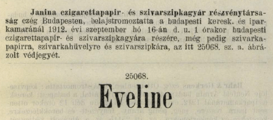 1912.09.16. Eveline papír és hüvely 1912.09.16. Eveline papír és hüvely