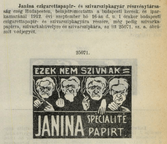 1912.09.16. Janiana papír és hüvely 1912.09.16. Janiana papír és hüvely