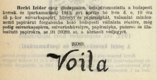 1913.04.09. Voilá papír és hüvely 1913.04.09. Voilá papír és hüvely
