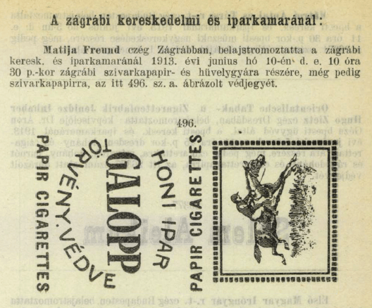 1913.06.10. Galopp cigarettapapír 1913.06.10. Galopp cigarettapapír