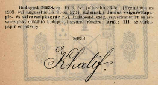 1913.07.23. Khalif papír és hüvely 1913.07.23. Khalif papír és hüvely