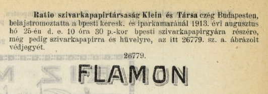 1913.08.25. Flamon papír és hüvely 1913.08.25. Flamon papír és hüvely