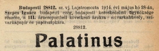 1914.05.28. Palatinus papír és hüvely 1914.05.28. Palatinus papír és hüvely