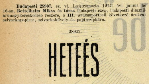 1914.06.16. Heteés papír és hüvely 1914.06.16. Heteés papír és hüvely