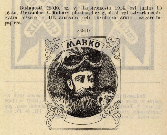 1914.06.16. Marko cigarettapapír 1914.06.16. Marko cigarettapapír