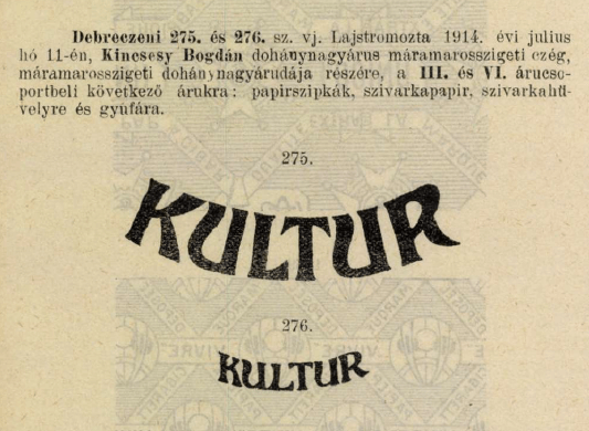 1914.07.11. Kultur papír és hüvely 1914.07.11. Kultur papír és hüvely
