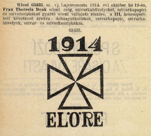 1914.10.19. Előre 1914. papír és hüvely 1914.10.19. Előre 1914. papír és hüvely
