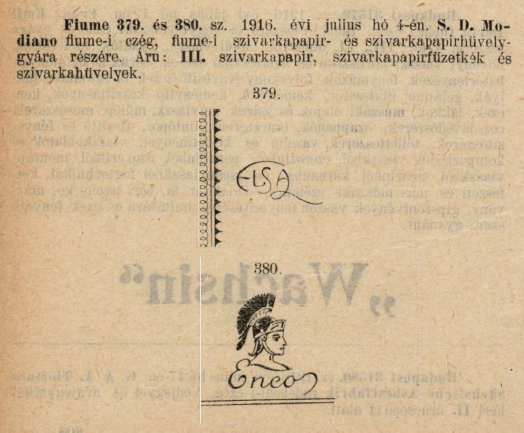1916.07.04. Elsa, Eneo papír és hüvely 1916.07.04. Elsa, Eneo papír és hüvely