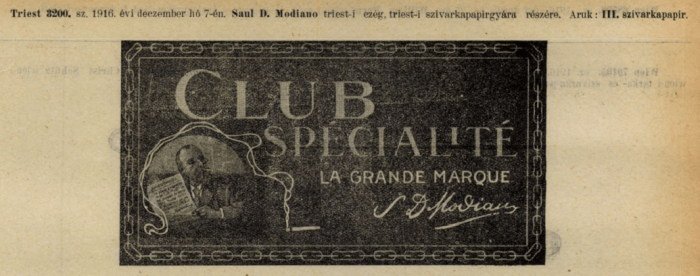 1916.12.07. Club Spécialité hüvely 1916.12.07. Club Spécialité hüvely