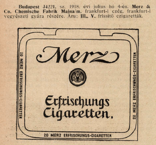 1918.07.04. Merz üdítő cigaretta 1918.07.04. Merz üdítő cigaretta
