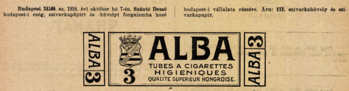 1918.10.07. Alba papír és hüvely 1918.10.07. Alba papír és hüvely