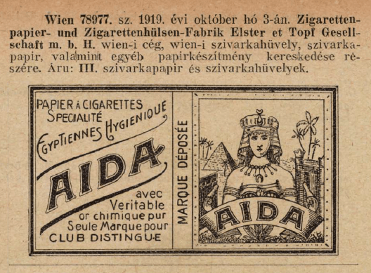1919.10.03. Aida cigarettapapír 1919.10.03. Aida cigarettapapír