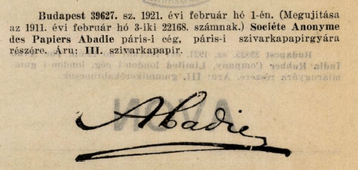 1921.02.01. Abadie papír 1921.02.01. Abadie papír