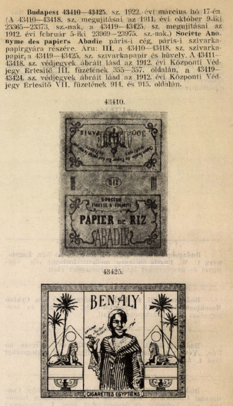 1922.03.17. Ben Aly és Abadie papír 1922.03.17. Ben Aly és Abadie papír