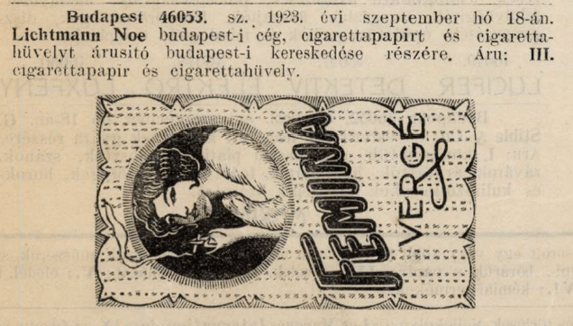 1923.09.18. Femina papír és hüvely 1923.09.18. Femina papír és hüvely