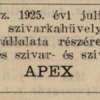 1925.07.27. Apex papír és hüvely