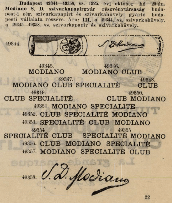 1925.10.20. Modiano papír és hüvely 1925.10.20. Modiano papír és hüvely