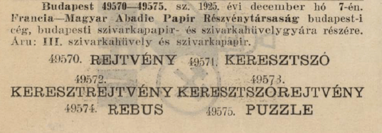1925.12.07. Papír és hüvely 1925.12.07. Papír és hüvely