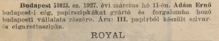 1927.03.11. Royal szipka 1927.03.11. Royal szipka