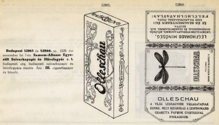 1928.11.07. Olleschau papír és hüvely 1928.11.07. Olleschau papír és hüvely