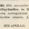 1931.11.16. Riz-Apolló papír