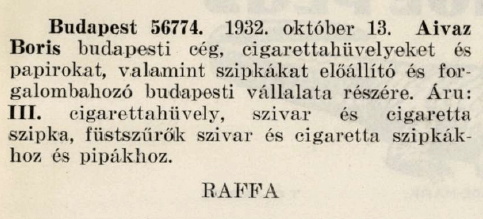 1932.10.13. Raffa cigarettahüvely 1932.10.13. Raffa cigarettahüvely