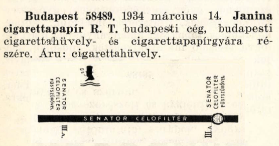 1934.03.14. Senator Celofilter hüvely 1934.03.14. Senator Celofilter hüvely