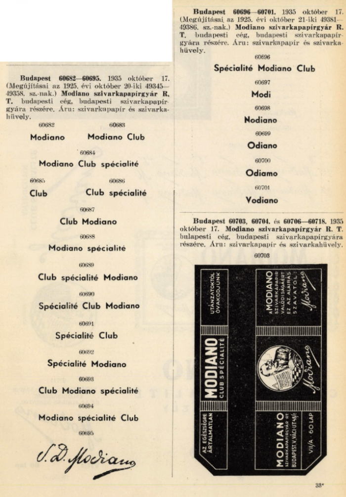 1935.10.17. Modiano papír és hüvely 1935.10.17. Modiano papír és hüvely