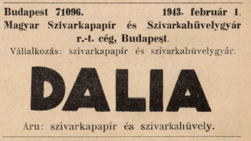 1943.02.01. Dalia papír és hüvely 1943.02.01. Dalia papír és hüvely