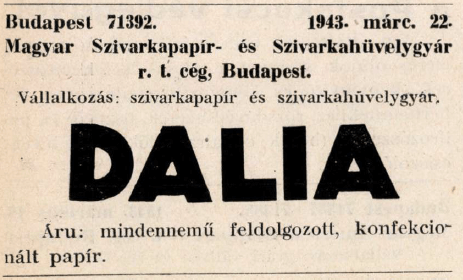 1943.03.22. Dalia papír és hüvely 1943.03.22. Dalia papír és hüvely