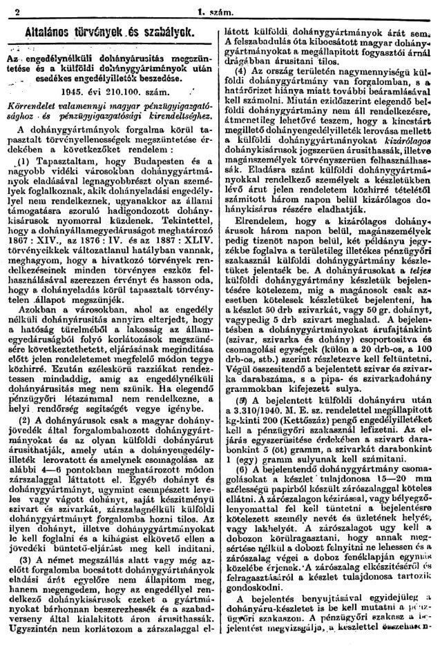 1945.07.01. Engedély nélküli árusítás