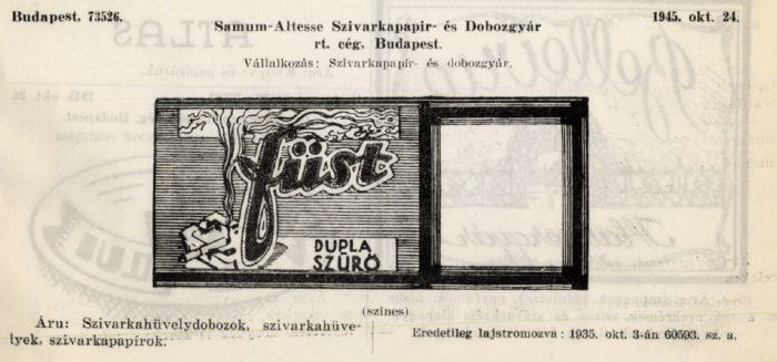 1945.10.24. Füst cigarettahüvely 1945.10.24. Füst cigarettahüvely