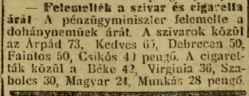 1945.11.07. Dohány áremelés