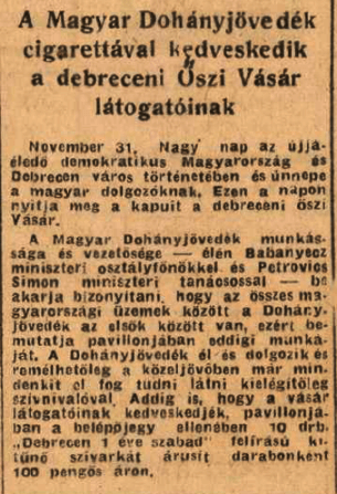 1945.11.30. Debrecen 1 éve szabad