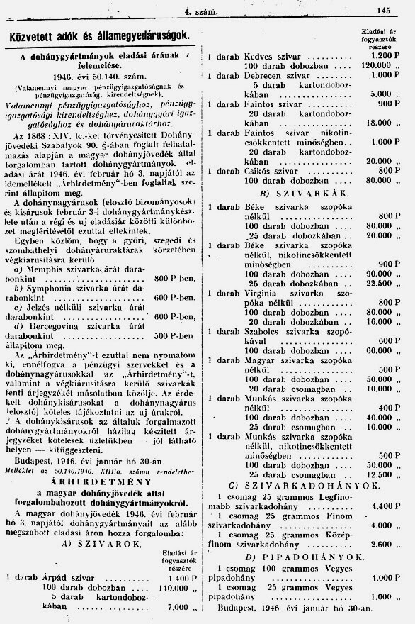 1946.02.10. Dohány áremelés 1.