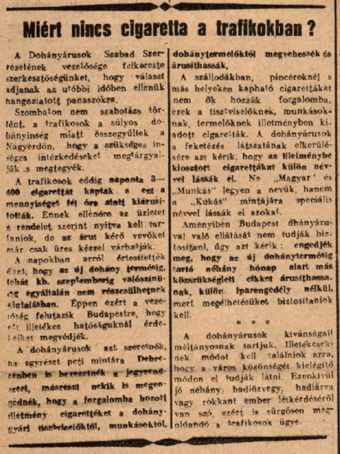 1946.06.05. Cigarettahiány