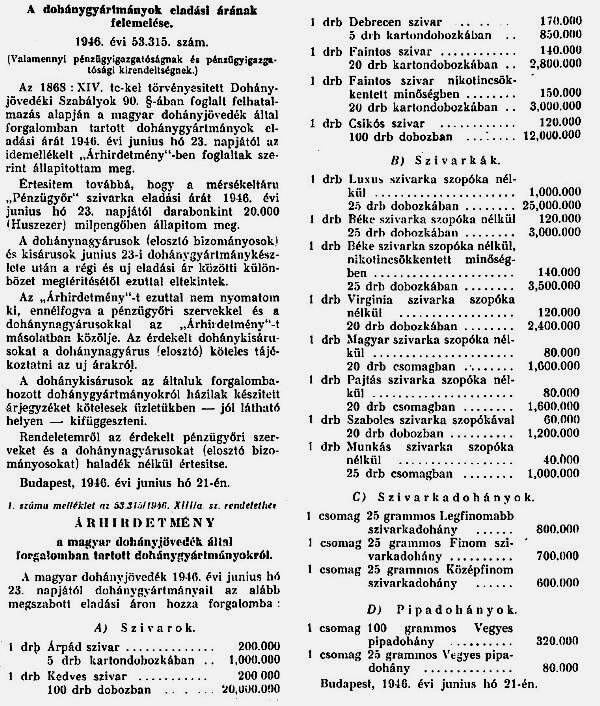 1946.07.01. Dohány áremelés 2.