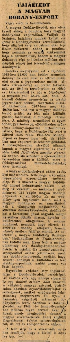 1947.06.19. Dohány-export