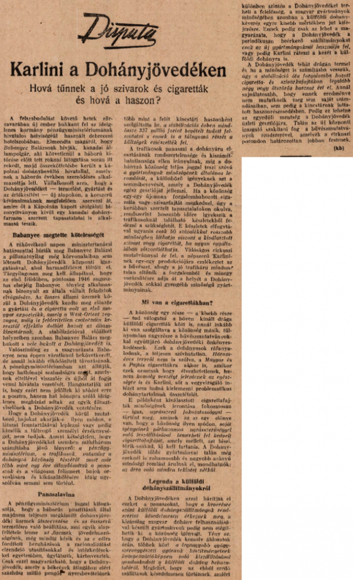 1947.10.11. Dohányjövedék