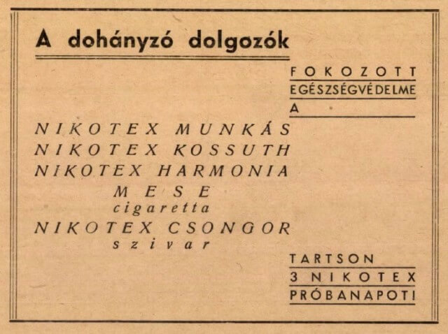 1949. Nikotex-dohányáruk