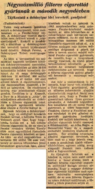 1964.04.22. Filteres cigaretták