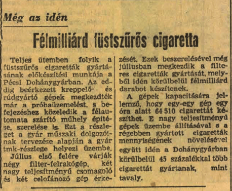 1965.05.20. Füstszűrős cigaretták