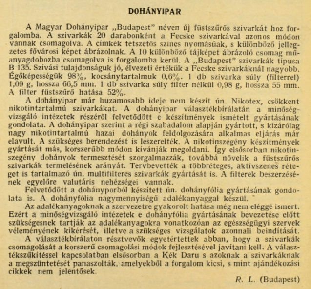 1965. A dohányiparról