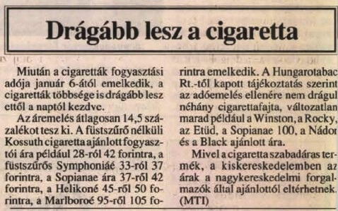 1992.01.04. Drágább cigaretták